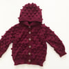 Popcorn Hoodie Cardigan, Mulberry