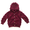 Popcorn Hoodie Cardigan, Mulberry