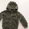 Popcorn Hoodie Cardigan, Sage
