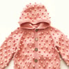 Popcorn Hoodie Cardigan, Salmon pink