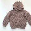 Popcorn Hoodie Cardigan, Taupe