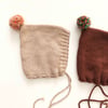 Rainbow Pompom Bonnet, Beige