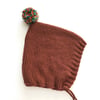 Rainbow Pompom Bonnet, Chocolote
