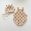 Rainbow Popcorn Romper & Bonnet Set, Natural