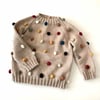 Rainbow Popcorn Sweater, Beige,Knit Stitch