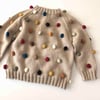 Rainbow Popcorn Sweater, Beige,Knit Stitch