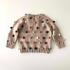 Rainbow Popcorn Sweater, Beige,Knit Stitch