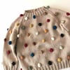 Rainbow Popcorn Sweater, Beige,Knit Stitch