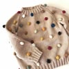Rainbow Popcorn Sweater, Beige,Knit Stitch