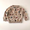 Rainbow Popcorn Sweater, Beige,Knit Stitch