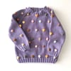 Rainbow Popcorn Sweater, Lavender,Knit Stitch