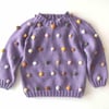 Rainbow Popcorn Sweater, Lavender,Knit Stitch