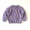 Rainbow Popcorn Sweater, Lavender,Knit Stitch