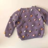Rainbow Popcorn Sweater, Lavender,Purl Stitch