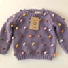 Rainbow Popcorn Sweater, Lavender,Purl Stitch