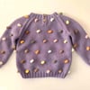 Rainbow Popcorn Sweater, Lavender,Purl Stitch