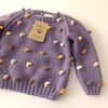 Rainbow Popcorn Sweater, Lavender,Purl Stitch