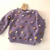 Rainbow Popcorn Sweater, Lavender,Purl Stitch