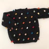 Rainbow Popcorn Sweater,Black,Purl Stitch