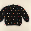 Rainbow Popcorn Sweater,Black,Purl Stitch