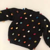 Rainbow Popcorn Sweater,Black,Purl Stitch