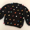 Rainbow Popcorn Sweater,Black,Purl Stitch
