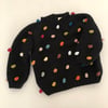 Rainbow Popcorn Sweater,Black,Purl Stitch