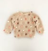 Rainbow Popcorn Sweater,Natural+Pinkorange Popcorns,Purl Stitch