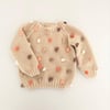 Rainbow Popcorn Sweater,Natural+Pinkorange Popcorns,Purl Stitch