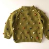 Rainbow Popcorn Sweater,Olive,Purl Stitch