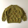 Rainbow Popcorn Sweater,Olive,Purl Stitch