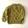 Rainbow Popcorn Sweater,Olive,Purl Stitch