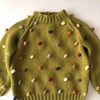Rainbow Popcorn Sweater,Olive,Purl Stitch