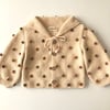 Sailor Rainbow Popcorn Cardigan Long Sleeve, Natural × Rainbow Popcorns