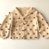 Sailor Rainbow Popcorn Cardigan Long Sleeve, Natural × Rainbow Popcorns