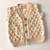V-Neck Popcorn Vest, Natural