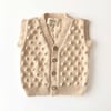 V-Neck Popcorn Vest, Natural