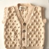 V-Neck Popcorn Vest, Natural