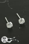4 mm Tek Taş 925 Ayar Gümüş Küpe