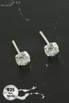4 mm Tek Taş 925 Ayar Gümüş Küpe