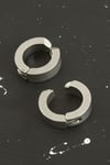 Gümüş Renkli Kıstırmalı Erkek Çelik Küpe 1,5 cm