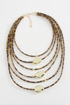 Oval Leopar Desenli Mıknatıslı Kolye