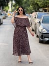  MILENA Puantiye Elbise Kahverengi 
