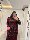 DP KIRMIZI DESENLİ ELBİSE 