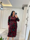 DP KIRMIZI DESENLİ ELBİSE 