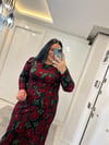 DP KIRMIZI DESENLİ ELBİSE 