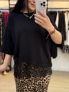 Ethereal tasarım tül detaylı siyah bluz 
