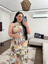 HALTER YAKA ETNİK DESEN ELBİSE