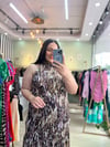 HALTER YAKA KREM DESENLİ ELBİSE