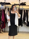 Noir Kare Yaka Midi Siyah  Elbise 
